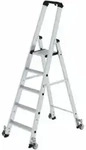 MUNK Aluminium-Stehleiter einseitig begehbar Rollen 1 x 5 Stufen