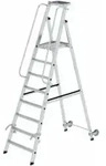MUNK Aluminium-Stehleiter einseitig begehbar Rollen und Griff 8 Stufen