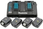 Makita Power Source Kit Li 18V 4x 5Ah Akkus + Doppelladeger&auml;t