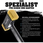 Schonhammer SECURAL Kopf-D.35x45mm Hickory r&uuml;ckschlagfrei mittelh.PU gelb HALDER