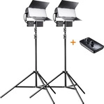 Walimex Pro 1021042, Walimex pro Sirius 160 LED 65W Daylight 2er Set mit Stativen