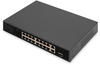 DIGITUS Switch 16-Port FE PoE 2 GE Uplinks RJ45/SFP Power over Ethernet RJ-45