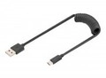 DIGITUS Spiralkabel USB-A->USB-C 1m schwarz Digital/Daten 1 m (AK-300430-006-S)