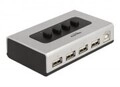 Delock Umschalter USB 2.0 mit 1 x Typ-B Buchse zu 4 Typ-A manuell bidirektional