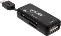 inline 66776, InLine OTG Card Reader Dual Flex f&uuml;r SD+microSD mit USB Buchse+2