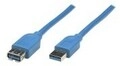 Manhattan SuperSpeed USB Device Cable USB-Kabel Type A M bis A W 3.0 2 m geformt Blau