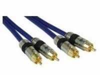 InLine Premium Audiokabel RCA M bis M 50 cm doppelt abgeschirmtes Koaxialkabel Blau