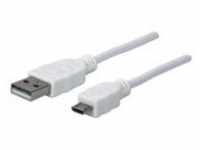 Manhattan Hi-Speed USB-Kabel Micro-USB Type B M bis USB M 2.0 1 m geformt weiß