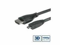 ROLINE HDMI High Speed Cable with Ethernet mit Ethernetkabel M bis mikro M 2 m