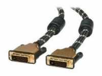 ROLINE GOLD DVI-Kabel Dual Link DVI-D M bis M 5 m Daumenschrauben Schwarz Gold