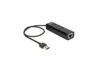 Delock USB 3.0 Hub 3 Port + 1 Gigabit LAN 10/100/1000 Mb/s 3 x SuperSpeed + 1 x