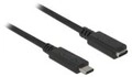 Delock KAB USB3.1 C> USB Type-C Buchse Verl&auml;ngerung 2.0 m schwarz Kabel