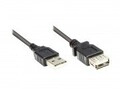 Good Connections Verl&auml;ngerungskabel USB 2.0 Stecker A an Buchse A schwarz 0,15m 0,15