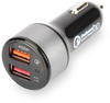 Ednet Netzteil Pkw Quick Charge 3.0 2 Ausgabeanschlussstellen USB Schwarz (84103)