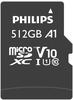 Philips MicroSDXC Card 512 GB Class 10 UHS-I U1 incl. Adapter Extended Capacity SD