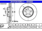 Bremsscheibe ATE 24.0124-0263.1 vorne, bel&uuml;ftet, hochkarbonisiert, 1 St&uuml;ck