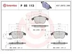 Bremsbelagsatz BREMBO P 85 113, Vorne