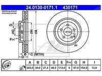 Ate Bremsscheibe [Hersteller-Nr. 24.0130-0171.1] für Mercedes-Benz