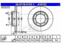 Ate Bremsscheibe Hinterachse Voll [Hersteller-Nr. 24.0118-0153.1] für Nissan,...