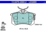 Ate CERAMIC Bremsbelagsatz hinten [Hersteller-Nr. 13.0470-2860.2] f&uuml;r VW, Audi