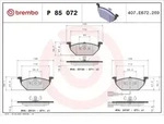 Brembo Bremsbelagsatz, Scheibenbremse [Hersteller-Nr. P85072X] f&uuml;r Skoda, VW, Audi,