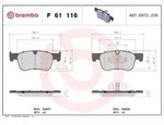 Brembo Bremsbel&auml;ge vorne (Satz) [Hersteller-Nr. P61116] f&uuml;r Peugeot, Vauxhall,