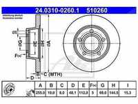 Ate PowerDisc Bremsscheibe Hinterachse Voll [Hersteller-Nr. 24.0310-0260.1]...