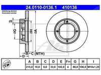 Ate Bremsscheibe Hinterachse Voll [Hersteller-Nr. 24.0110-0136.1] für Suzuki