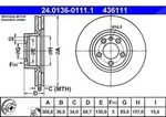 Ate 1x Bremsscheibe [Hersteller-Nr. 24.0136-0111.1] f&uuml;r VW, Porsche