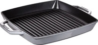 Staub 12013318, Staub: Grill-Pfanne mit 2 Griffen, quadratisch, grafitgrau, 33cm