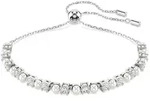 Swarovski Matrix Tennis Armband Kristallperle, Rundschliff, Wei&szlig;, Rhodiniert