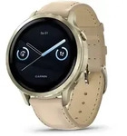Garmin Venu&reg; 4 - 41 mm Beige/Lunargold mit Schnellwechsel-Leder-Armband 18 mm Heller
