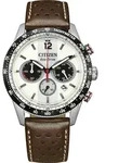 Citizen Eco-Drive Racing Chronograph, Leder wei&szlig;, 39.9mm Herrenuhr CA4714-04A