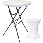 Stehtisch mit Husse Partytisch klappbar ca. &Oslash; 80 cm H&ouml;he 110 cm in Wei&szlig; mit...