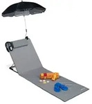 Relaxdays Strandmatte mit Sonnenschirm Schwarz,Grau