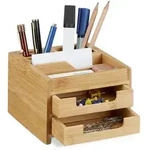 Relaxdays Schreibtisch Organizer Bambus Hellbraun