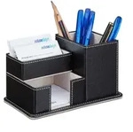 Relaxdays Stiftehalter Kunstleder in Schwarz Schwarz