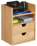 Relaxdays Schreibtisch Organizer aus Bambus Hellbraun