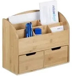 Relaxdays Schreibtisch-Organizer 2 Schubladen Hellbraun