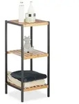 Relaxdays Quadratisches Regal Bambus und Stahl Hellbraun,Schwarz