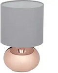 Relaxdays Nachttischlampe Touch Kupfer,Grau