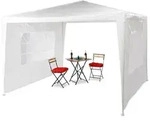 Relaxdays Pavillon 3x3 m mit 2 Seitenteilen Wei&szlig;,Transparent