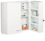 Relaxdays Medikamentenschrank XXL Premium Wei&szlig;,Silber