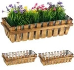Relaxdays Blumenkasten Holzzaun 3er Set Braun