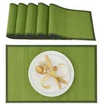 Relaxdays Tischset 6er Set Bambus Dunkelgr&uuml;n,Gr&uuml;n
