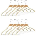 Relaxdays Kleiderb&uuml;gel Holz 10er Set Hellbraun,Silber