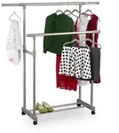 Relaxdays Kleiderst&auml;nder mit zwei Kleiderstangen Schwarz,Silber,Grau