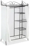 Relaxdays Metall Garderobe COUNTRY mit Stoffbezug Wei&szlig;,Schwarz