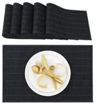 Relaxdays Tischset 6er Set Bambus Schwarz