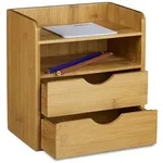 Relaxdays Schreibtisch-Organizer Bambus Schubladen Hellbraun